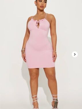 Pink Ruffle Tie-Front Bodycon Dress